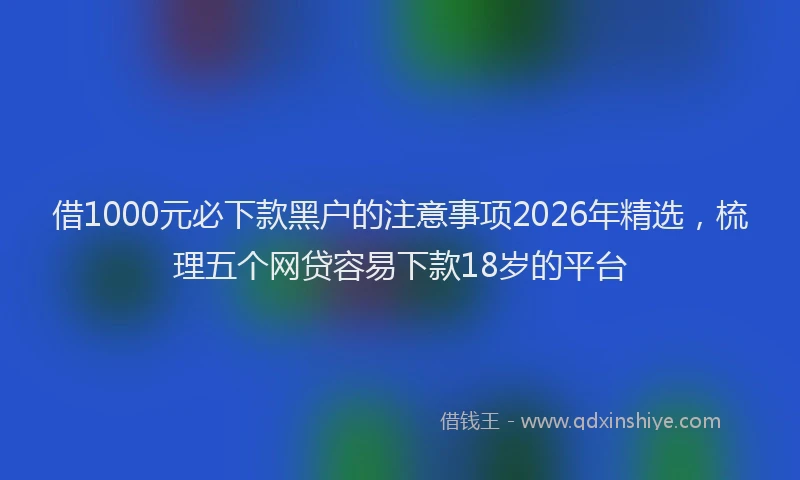 借1000元必下款黑户的注意事项2026年精选，梳理五个网贷容易下款18岁的平台