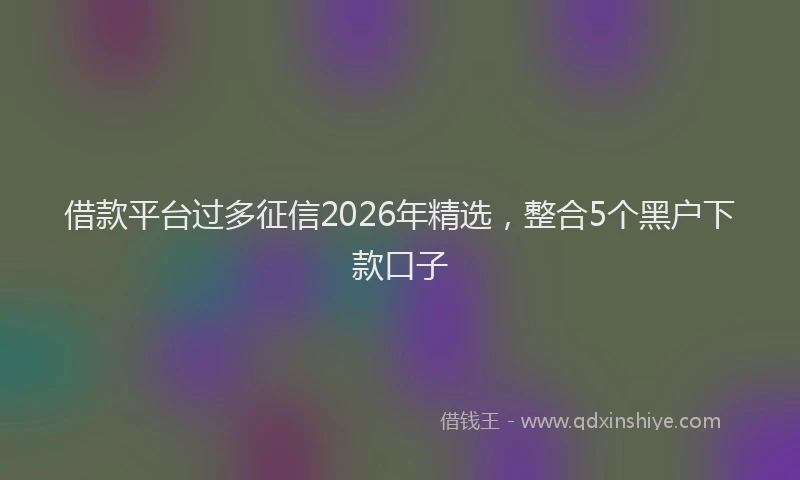 借款平台过多征信2026年精选，整合5个黑户下款口子
