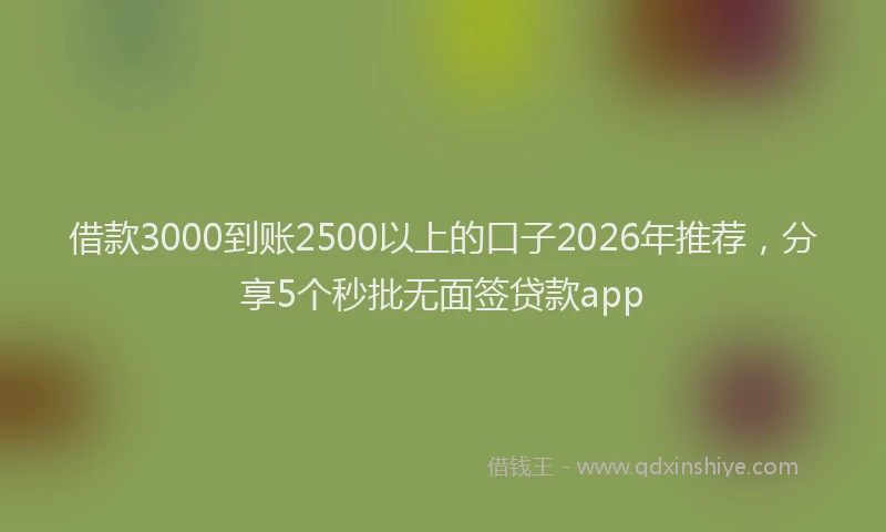 借款3000到账2500以上的口子2026年推荐，分享5个秒批无面签贷款app