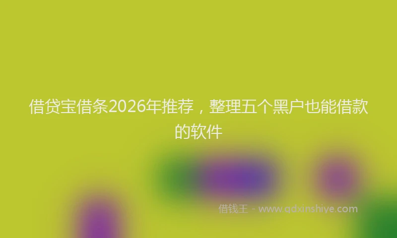 借贷宝借条2026年推荐，整理五个黑户也能借款的软件