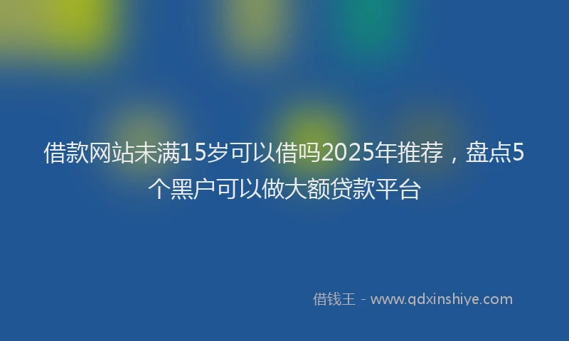 借款网站未满15岁可以借吗2025年推荐,盘点5个黑户可以做大额贷款平台