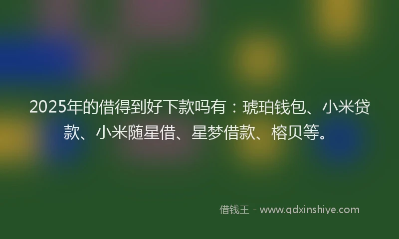 2025年的借得到好下款吗有：琥珀钱包、小米贷款、小米随星借、星梦借款、榕贝等。