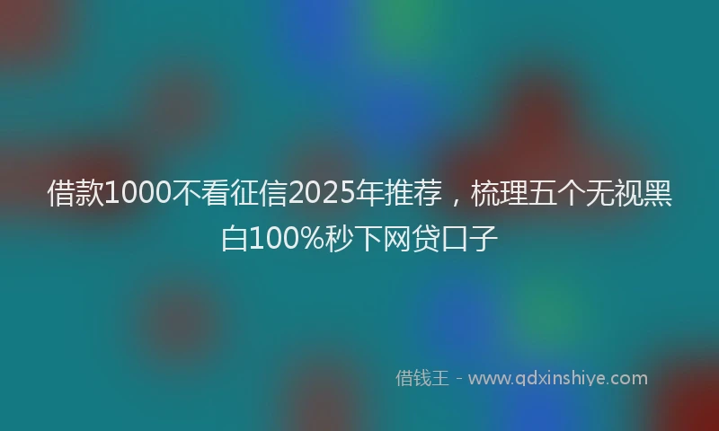 借款1000不看征信2025年推荐,梳理五个无视黑白100%秒下网贷口子