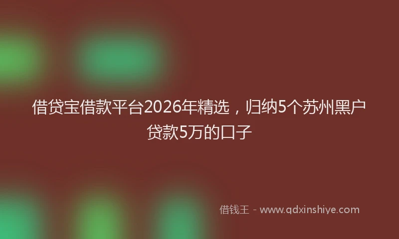 借贷宝借款平台2026年精选，归纳5个苏州黑户贷款5万的口子