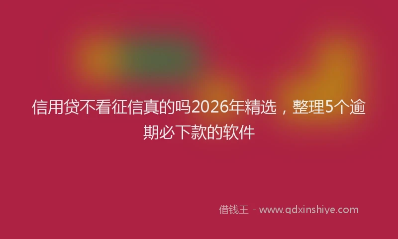 信用贷不看征信真的吗2026年精选，整理5个逾期必下款的软件