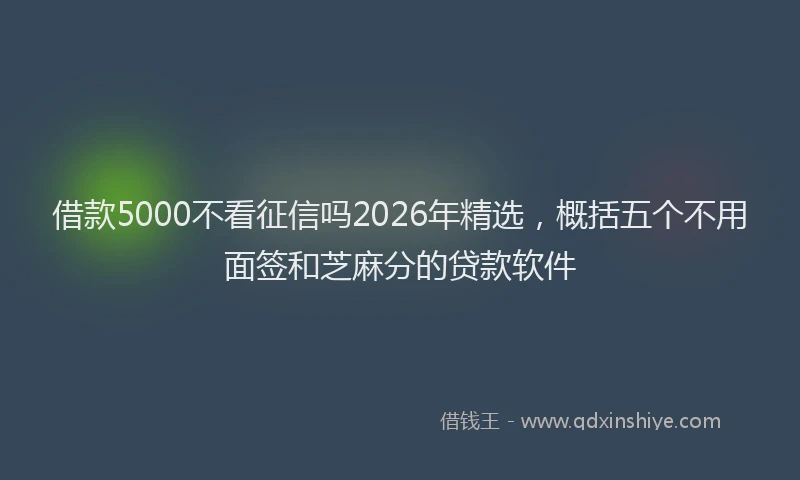 借款5000不看征信吗2026年精选，概括五个不用面签和芝麻分的贷款软件
