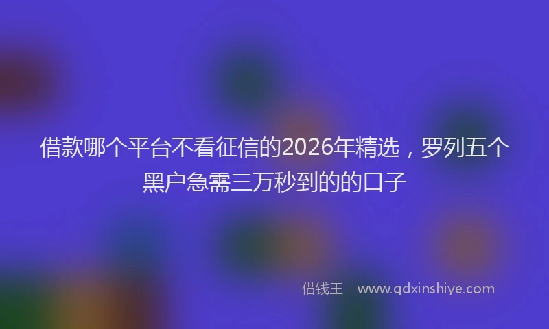 借款哪个平台不看征信的2026年精选，罗列五个黑户急需三万秒到的的口子