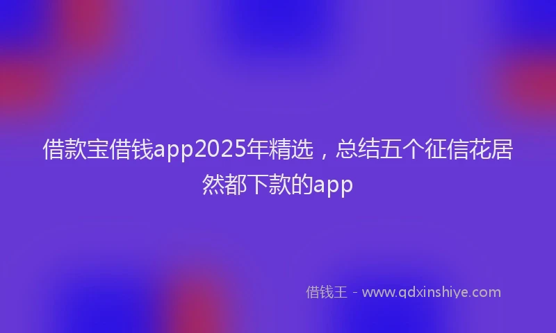 借款宝借钱app2025年精选，总结五个征信花居然都下款的app