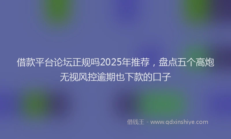 借款平台论坛正规吗2025年推荐，盘点五个高炮无视风控逾期也下款的口子