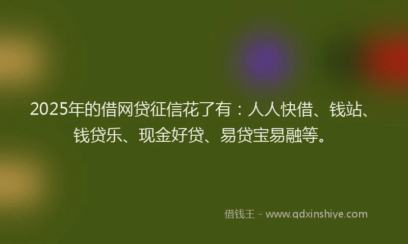 2025年的借网贷征信花了有：人人快借、钱站、钱贷乐、现金好贷、易贷宝易融等。