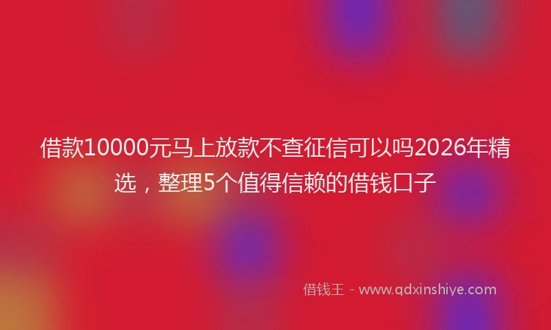 借款10000元马上放款不查征信可以吗2026年精选，整理5个值得信赖的借钱口子