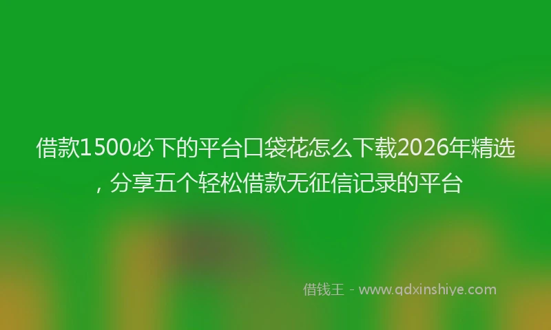 借款1500必下的平台口袋花怎么下载2026年精选，分享五个轻松借款无征信记录的平台
