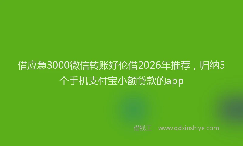 借应急3000微信转账好伦借2026年推荐，归纳5个手机支付宝小额贷款的app