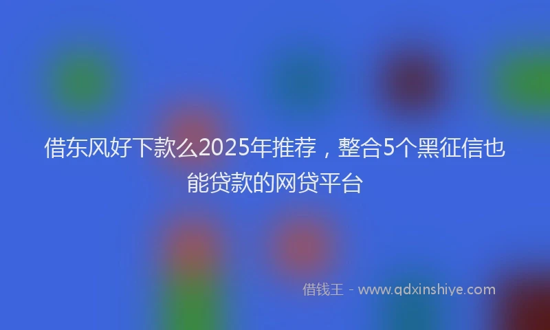 借东风好下款么2025年推荐，整合5个黑征信也能贷款的网贷平台