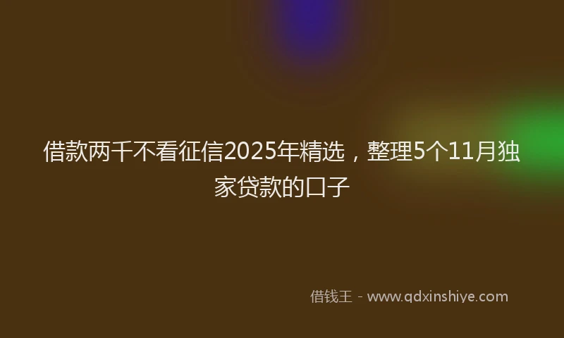 借款两千不看征信2025年精选，整理5个11月独家贷款的口子