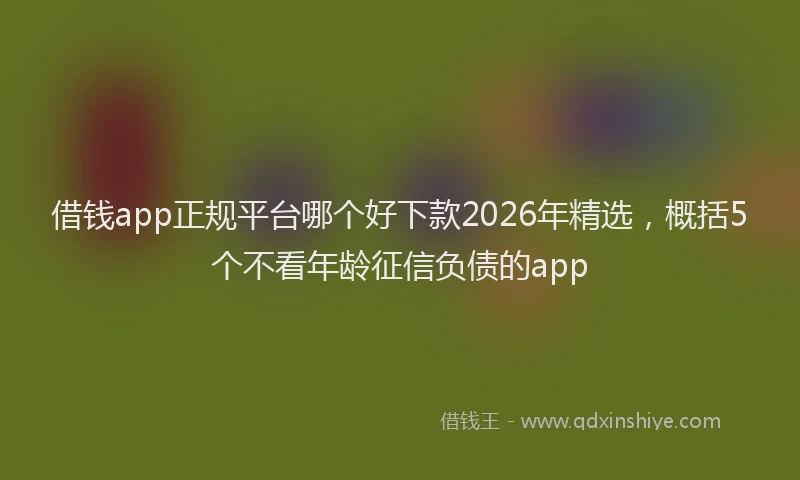 借钱app正规平台哪个好下款2026年精选，概括5个不看年龄征信负债的app