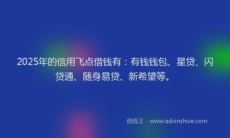 2025年的信用飞点借钱有:有钱钱包、星贷、闪贷通、随身易贷、新希望等。