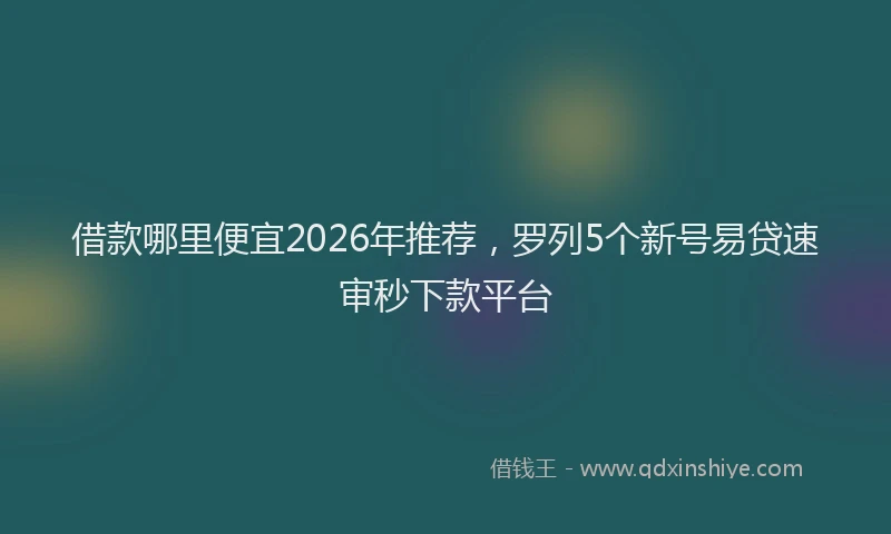 借款哪里便宜2026年推荐，罗列5个新号易贷速审秒下款平台