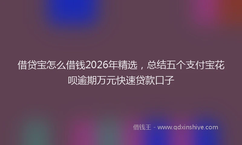 借贷宝怎么借钱2026年精选,总结五个支付宝花呗逾期万元快速贷款口子