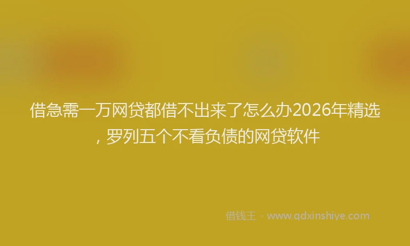 借急需一万网贷都借不出来了怎么办2026年精选，罗列五个不看负债的网贷软件