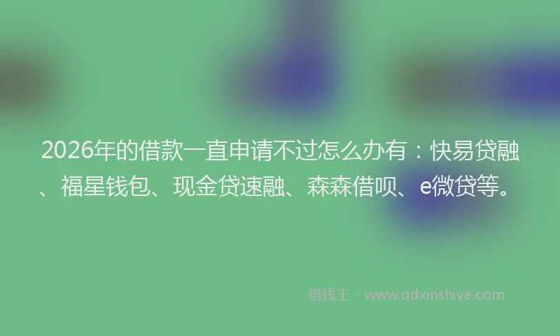 2026年的借款一直申请不过怎么办有：快易贷融、福星钱包、现金贷速融、森森借呗、e微贷等。