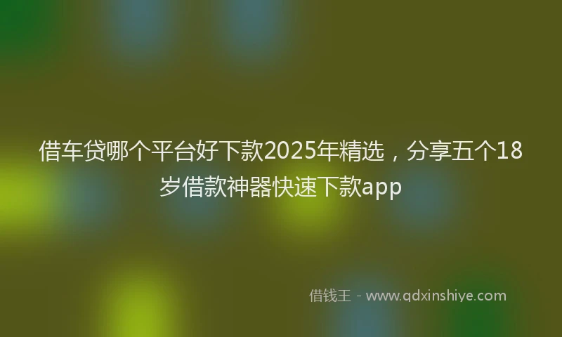 借车贷哪个平台好下款2025年精选，分享五个18岁借款神器快速下款app