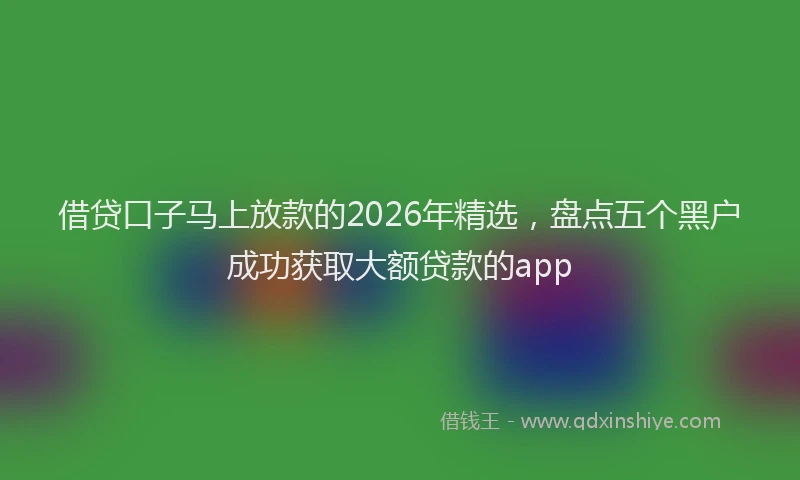 借贷口子马上放款的2026年精选，盘点五个黑户成功获取大额贷款的app