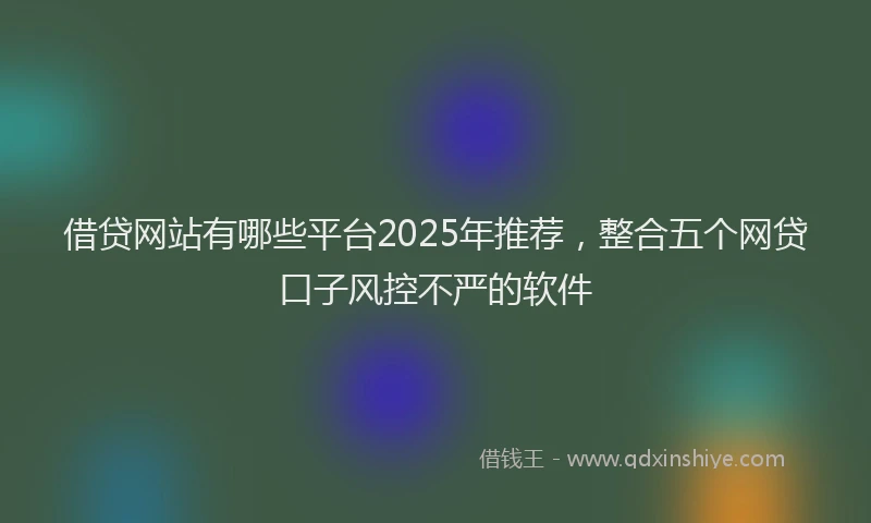 借贷网站有哪些平台2025年推荐，整合五个网贷口子风控不严的软件