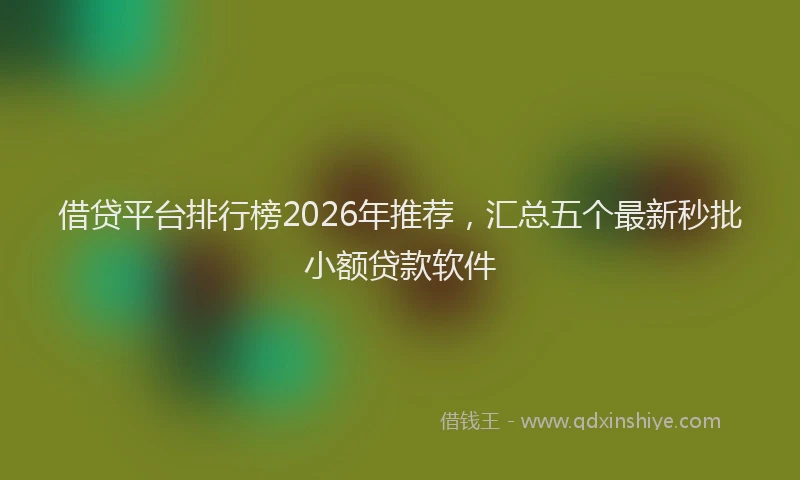 借贷平台排行榜2026年推荐,汇总五个最新秒批小额贷款软件