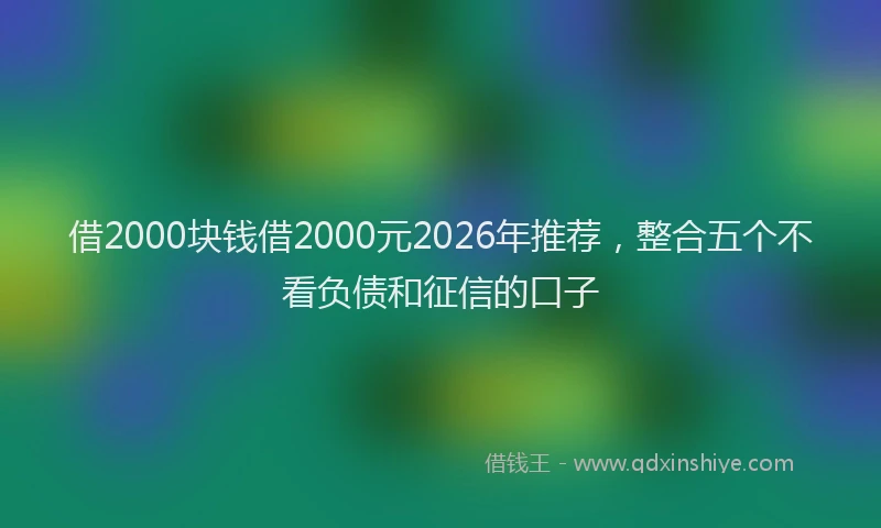 借2000块钱借2000元2026年推荐，整合五个不看负债和征信的口子