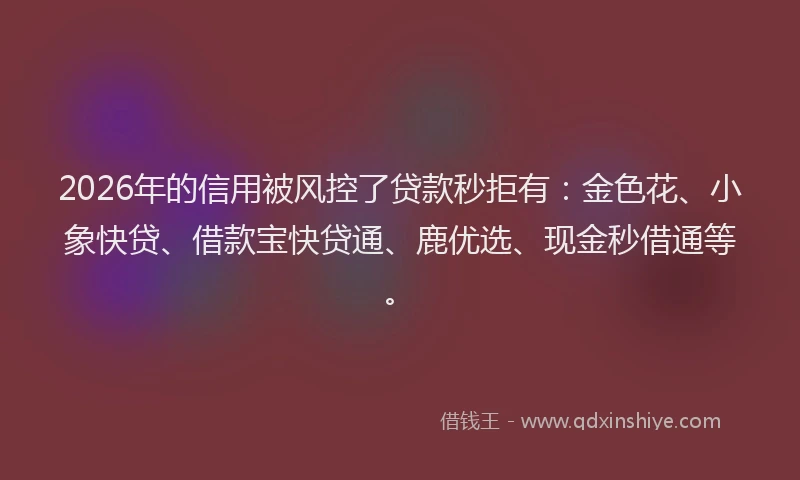 2026年的信用被风控了贷款秒拒有：金色花、小象快贷、借款宝快贷通、鹿优选、现金秒借通等。