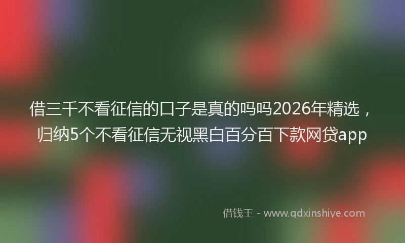 借三千不看征信的口子是真的吗吗2026年精选,归纳5个不看征信无视黑白百分百下款网贷app