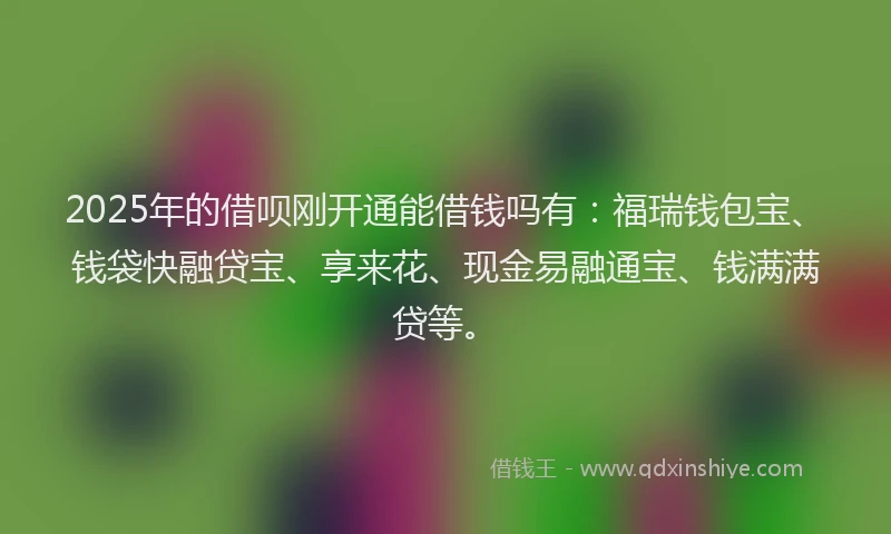 2025年的借呗刚开通能借钱吗有：福瑞钱包宝、钱袋快融贷宝、享来花、现金易融通宝、钱满满贷等。