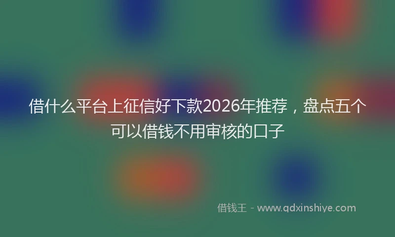 借什么平台上征信好下款2026年推荐，盘点五个可以借钱不用审核的口子
