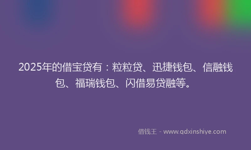 2025年的借宝贷有：粒粒贷、迅捷钱包、信融钱包、福瑞钱包、闪借易贷融等。
