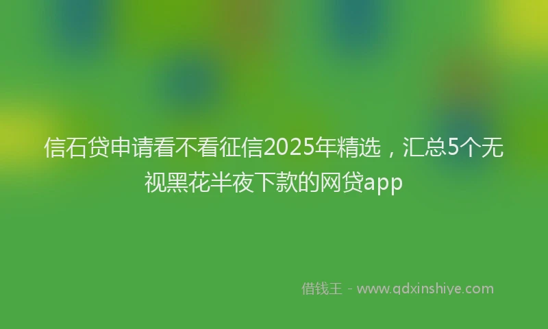 信石贷申请看不看征信2025年精选，汇总5个无视黑花半夜下款的网贷app