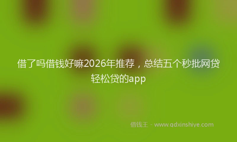 借了吗借钱好嘛2026年推荐，总结五个秒批网贷轻松贷的app