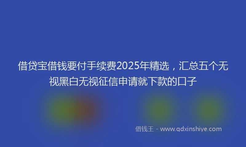 借贷宝借钱要付手续费2025年精选,汇总五个无视黑白无视征信申请就下款的口子