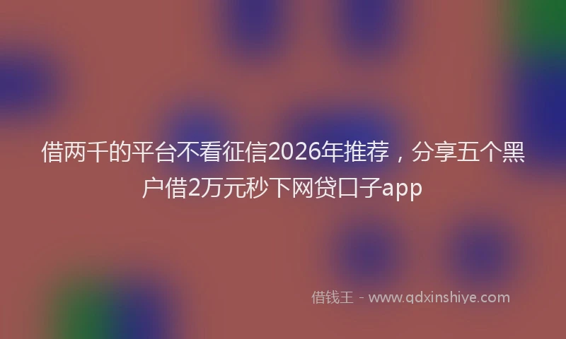 借两千的平台不看征信2026年推荐,分享五个黑户借2万元秒下网贷口子app