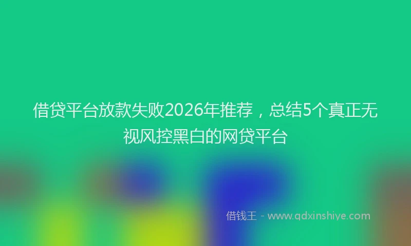 借贷平台放款失败2026年推荐,总结5个真正无视风控黑白的网贷平台