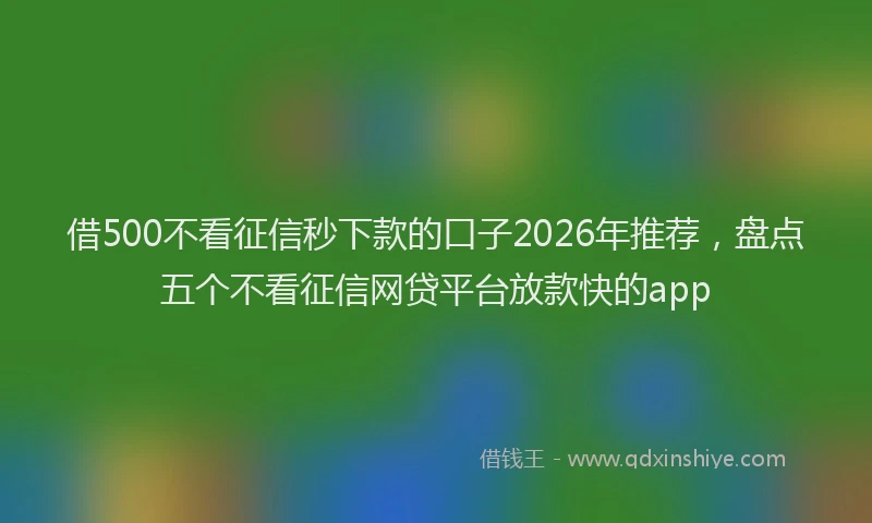 借500不看征信秒下款的口子2026年推荐,盘点五个不看征信网贷平台放款快的app
