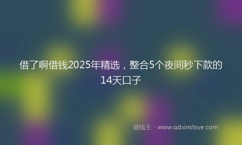 借了啊借钱2025年精选,整合5个夜间秒下款的14天口子