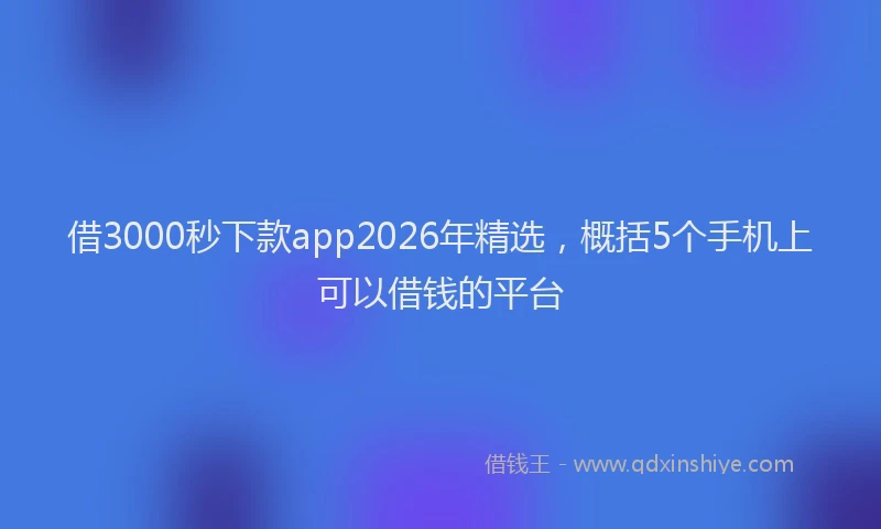 借3000秒下款app2026年精选,概括5个手机上可以借钱的平台