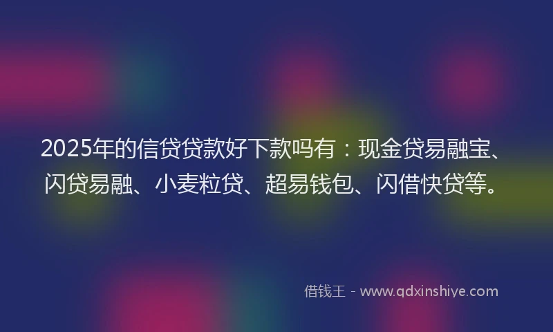 2025年的信贷贷款好下款吗有:现金贷易融宝、闪贷易融、小麦粒贷、超易钱包、闪借快贷等。