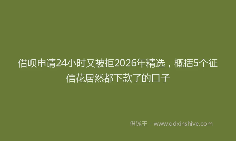 借呗申请24小时又被拒2026年精选，概括5个征信花居然都下款了的口子
