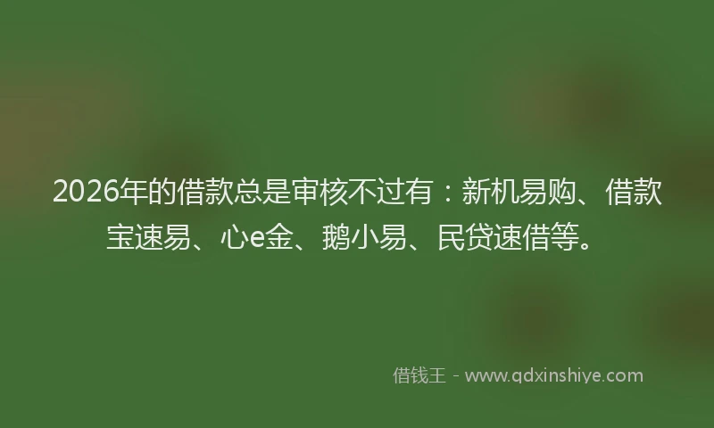 2026年的借款总是审核不过有:新机易购、借款宝速易、心e金、鹅小易、民贷速借等。