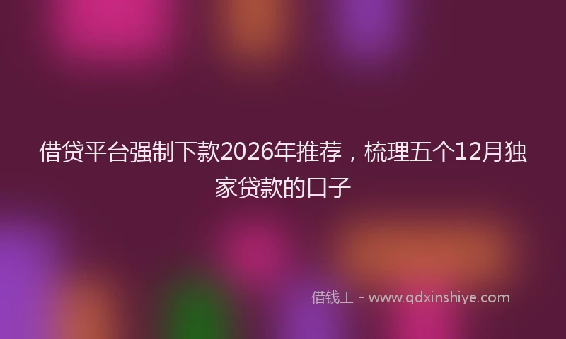 借贷平台强制下款2026年推荐,梳理五个12月独家贷款的口子