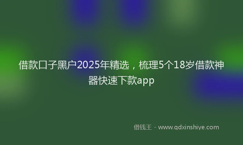 借款口子黑户2025年精选，梳理5个18岁借款神器快速下款app