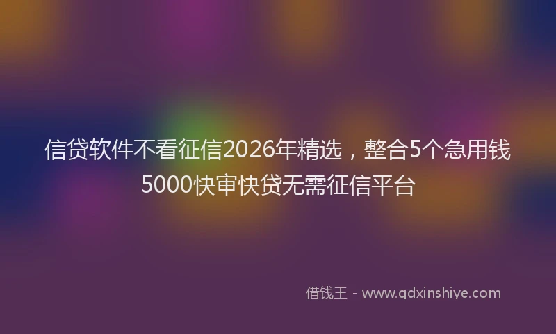 信贷软件不看征信2026年精选,整合5个急用钱5000快审快贷无需征信平台