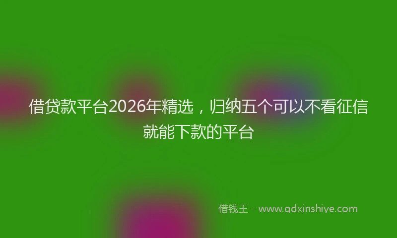 借贷款平台2026年精选,归纳五个可以不看征信就能下款的平台